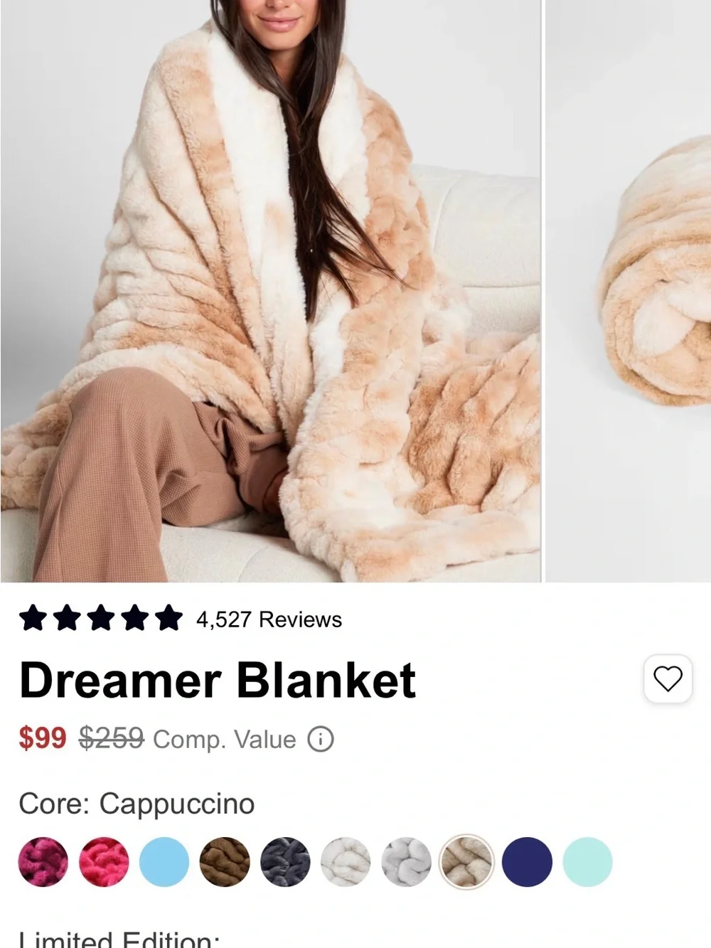 NWT COMFRT THE DREAMER BLANKET CAPPUCCINO